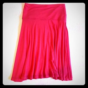 Bright pink swing mid-length skirt